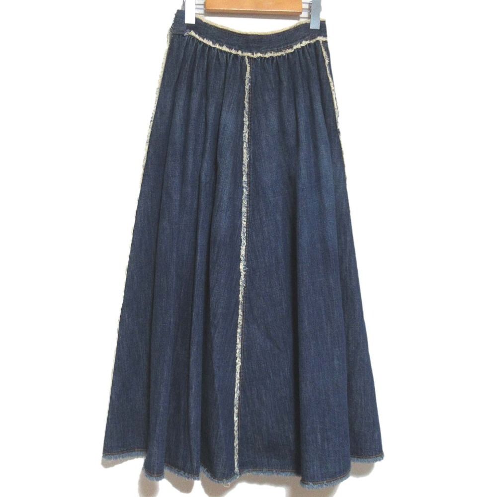 Christian Dior クリスチャンディオール マキシ丈 デニム フ スカート サイズI38 インディゴブルー レディース 古着