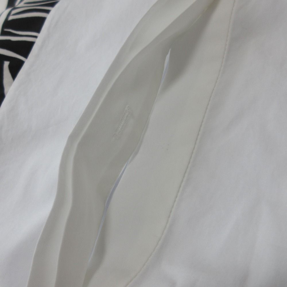 引取優先 CAROLINA HERRERA キャロライナヘレラ バンド ドルマンスリーブ 切替シャツ サイズＭ ホワイト ブラック レディース 古着