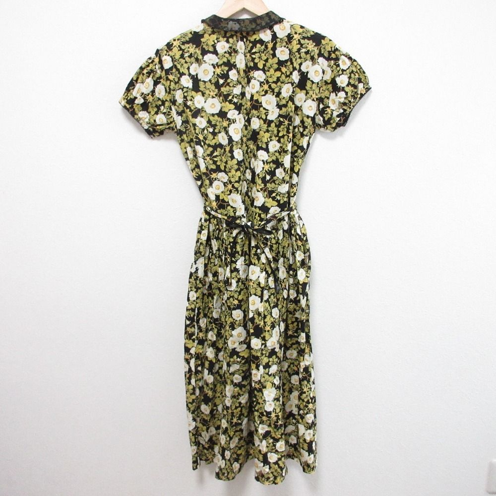 PINK HOUSE ピンクハウス レース ピコリボン ワンピース ブラック イエロー レディース 古着