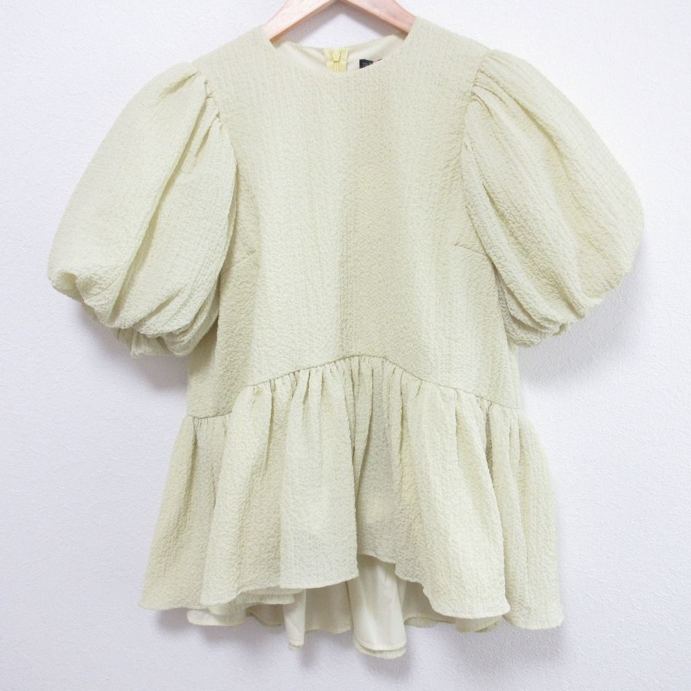 23SS TSURU By MARIKO OIKAWA ツルバイマリコオイカワ Eleonore ティアードブラウス サイズF ライムグリーン レディース 古着