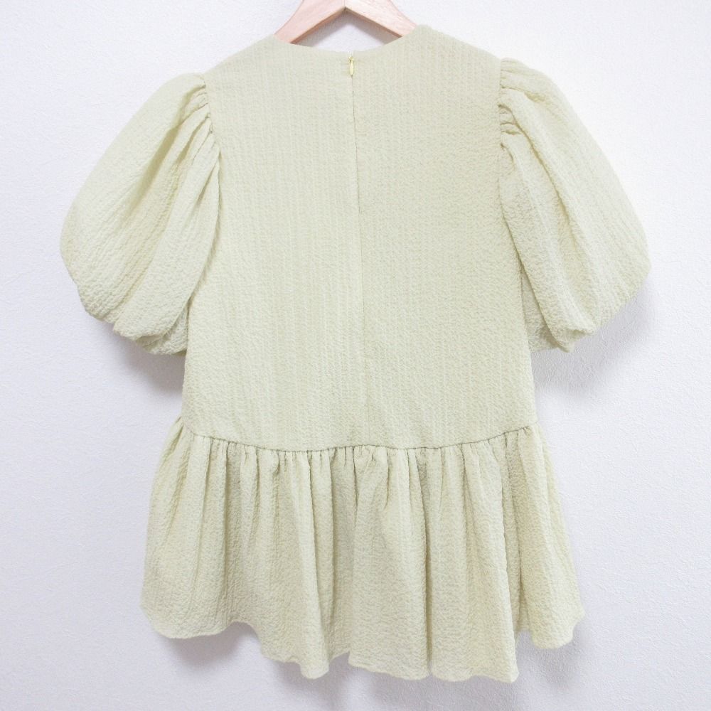 23SS TSURU By MARIKO OIKAWA ツルバイマリコオイカワ Eleonore ティアードブラウス サイズF ライムグリーン レディース 古着