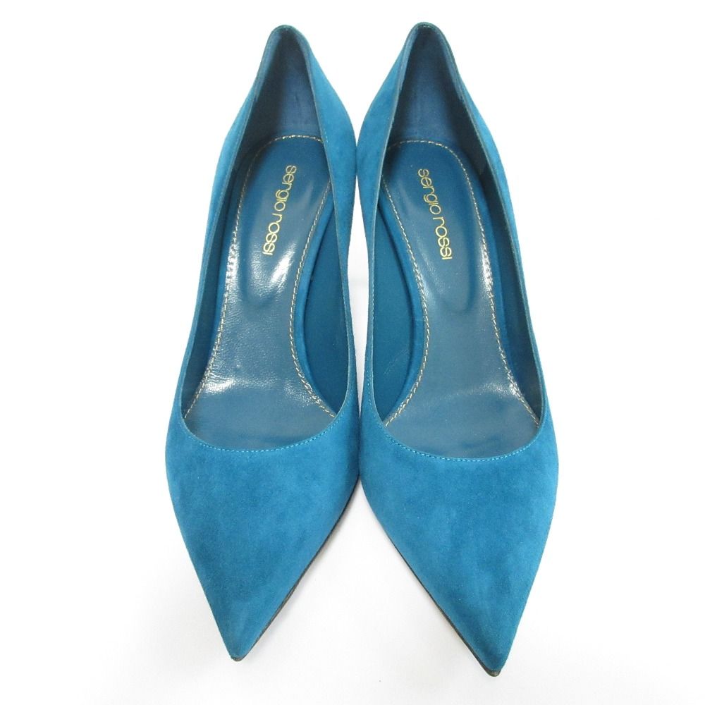 sergio rossi セルジオロッシ スウェード ポインテッドトゥパンプス サイズ37 1 2 24.5 cm相当 ブルー レディース 古着