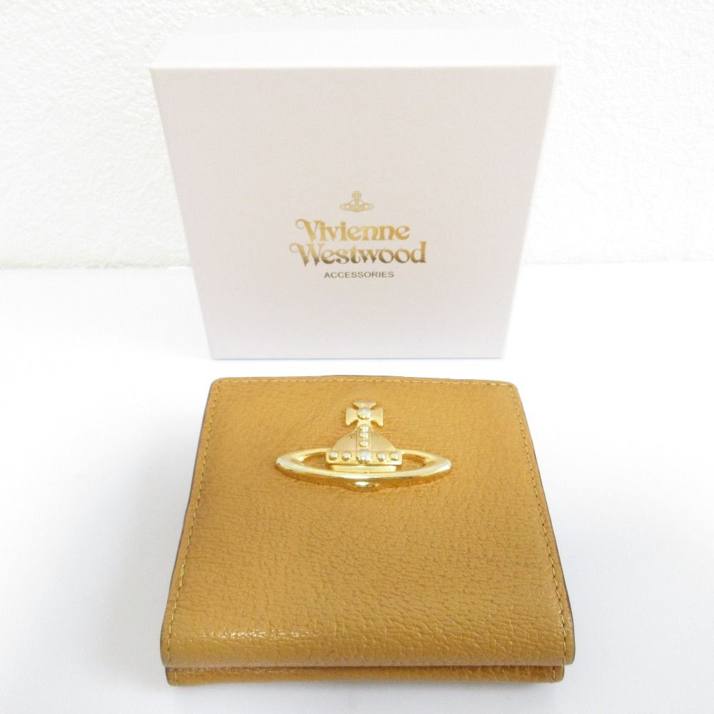 Vivienne Westwood ヴィヴィアンウエストウッド レザー オーブ 財布 コンパクトウォレット 3218C9K2 キャメル メンズ レディース 古着