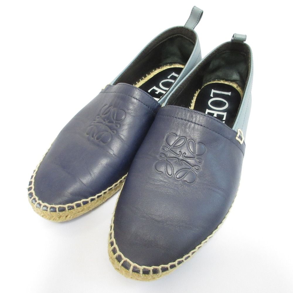 LOEWE ロエベ アナグラム エスパドリーユ スリッポン サイズ43 27.5cm相当 ネイビー ブルー メンズ 古着