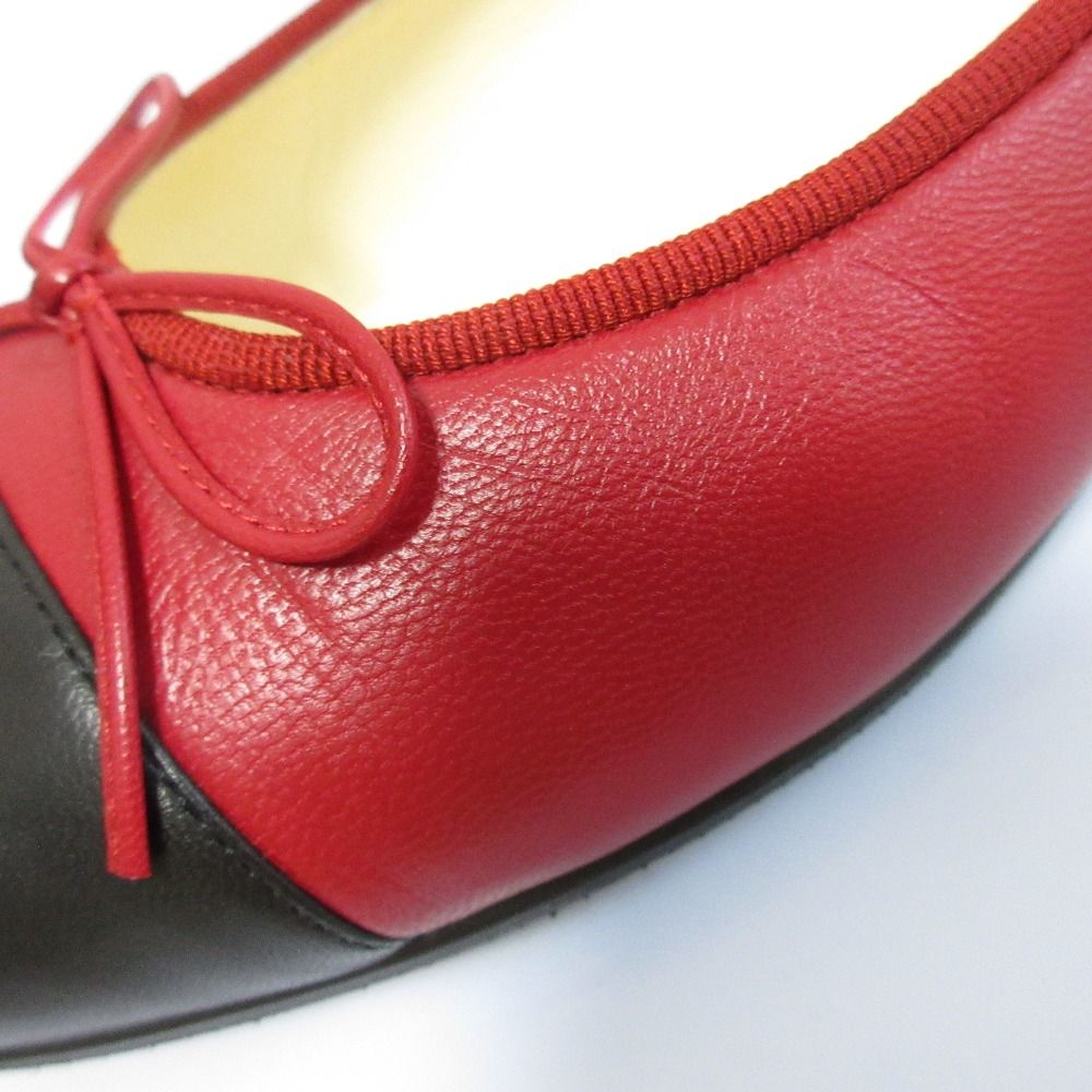  CHANEL シャネル バイ ココマーク バレリーナ パンプス サイズ37 1 2 C 24.5 cm相当 レッド ブラック レディース 古着 ハイヒール パンプス パンプス