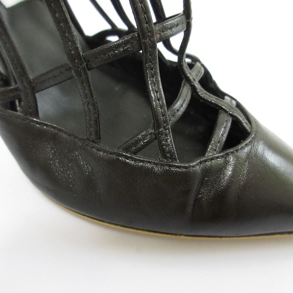  JIMMY CHOO ジミーチュウ メッシュ レザー ブーティ ショートブーツ サイズ37 24 cm相当 ブラック レディース 古着 ブーティ ブーツ