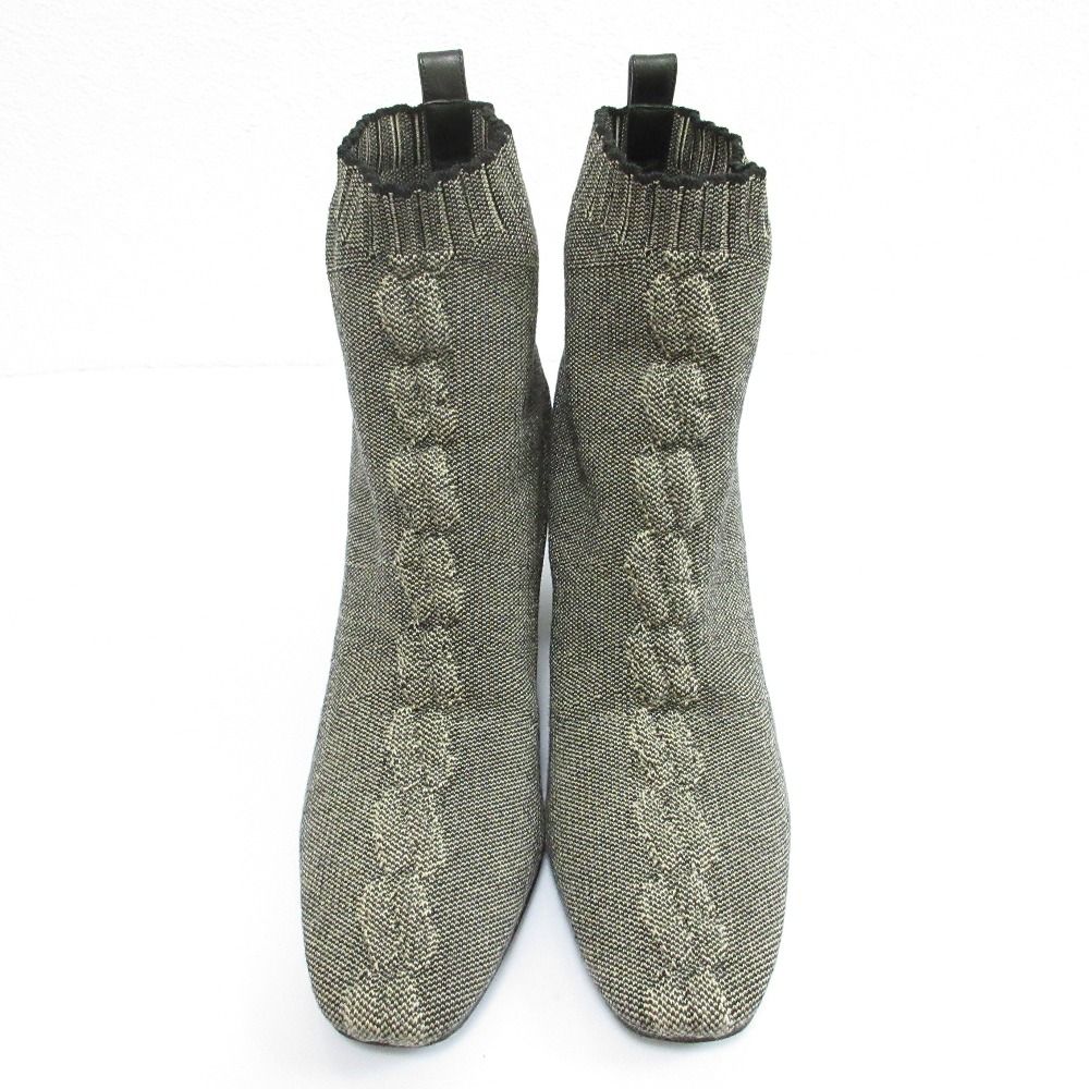 HERMES エルメス ヴォルヴェール ニット ショートブーツ サイズ37 24 cm相当 グレー レディース 古着