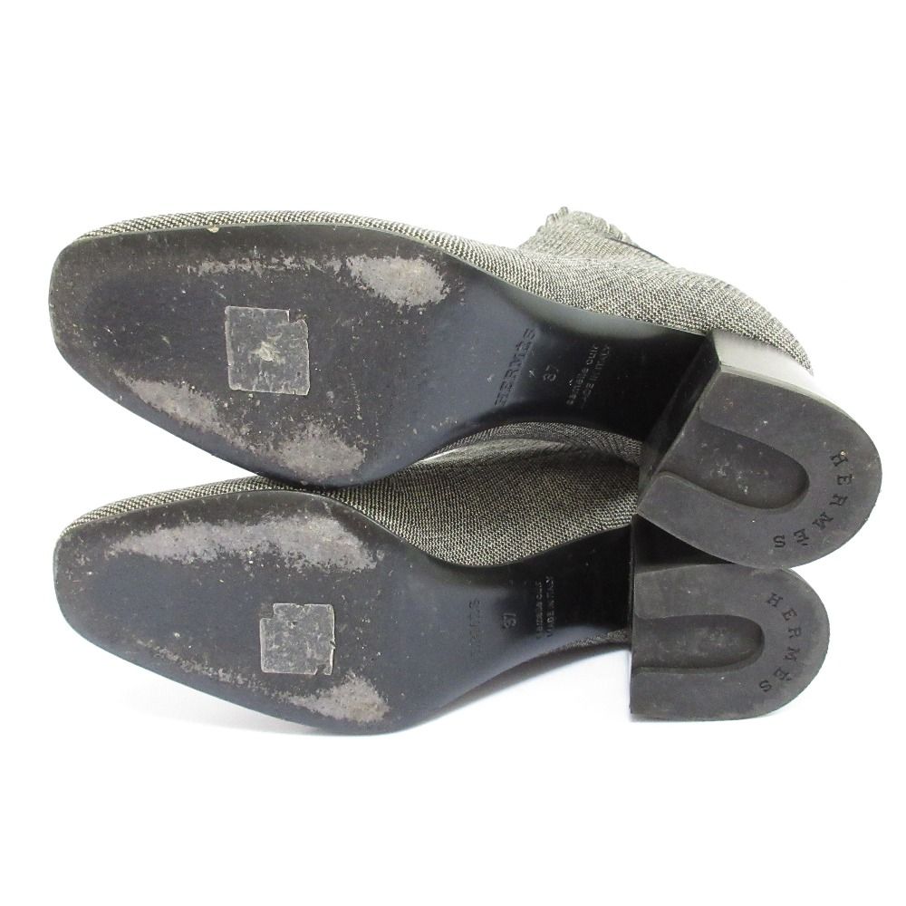  HERMES エルメス ヴォルヴェール ニット ショートブーツ サイズ37 24 cm相当 グレー レディース 古着 その他 ブーツ