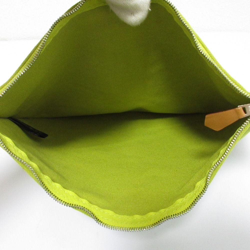  HERMES エルメス ボラボラ キャンバスポーチ イエローグリーン レディース 古着 ポーチ バッグ