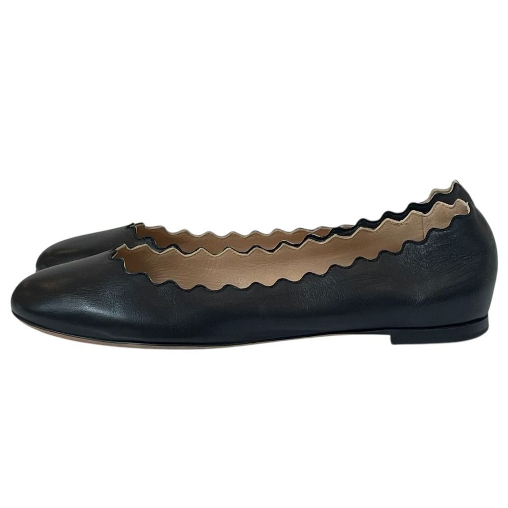 Chloé ブラック フラットシューズ 36 良品 Chloe クロエ スカラップ フラットシューズ パンプス 36/23cm相当