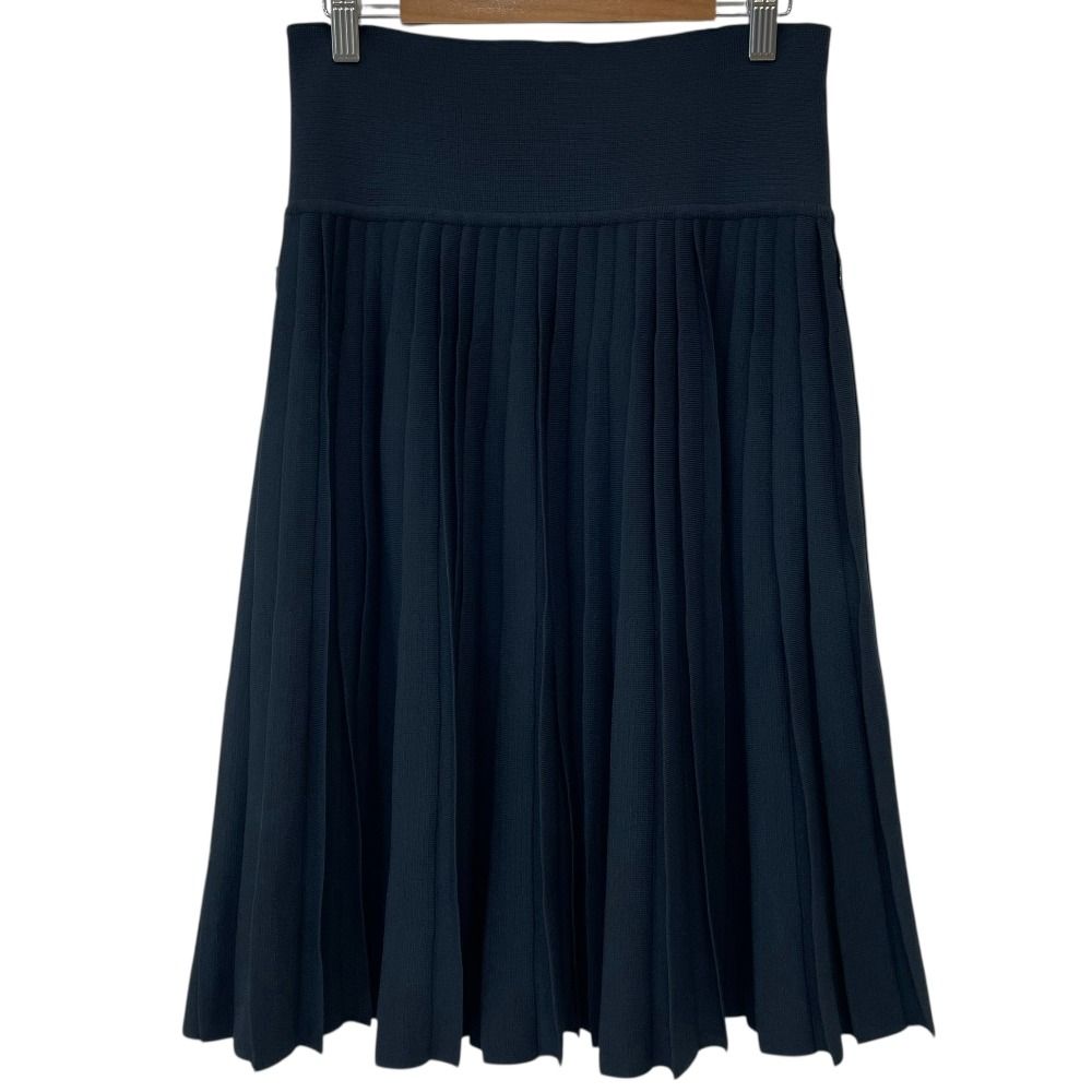 FOXEY NEW YORK フォクシーニューヨーク ニットフ プリーツスカート 38 ネイビー レディース 古着