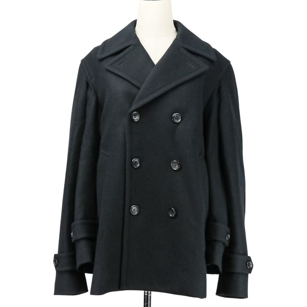 AD2025 COMME des GARCONS コムデギャルソン ウール メルトンダブルスリーブ Pコート XS ブラック メンズ レディース 古着