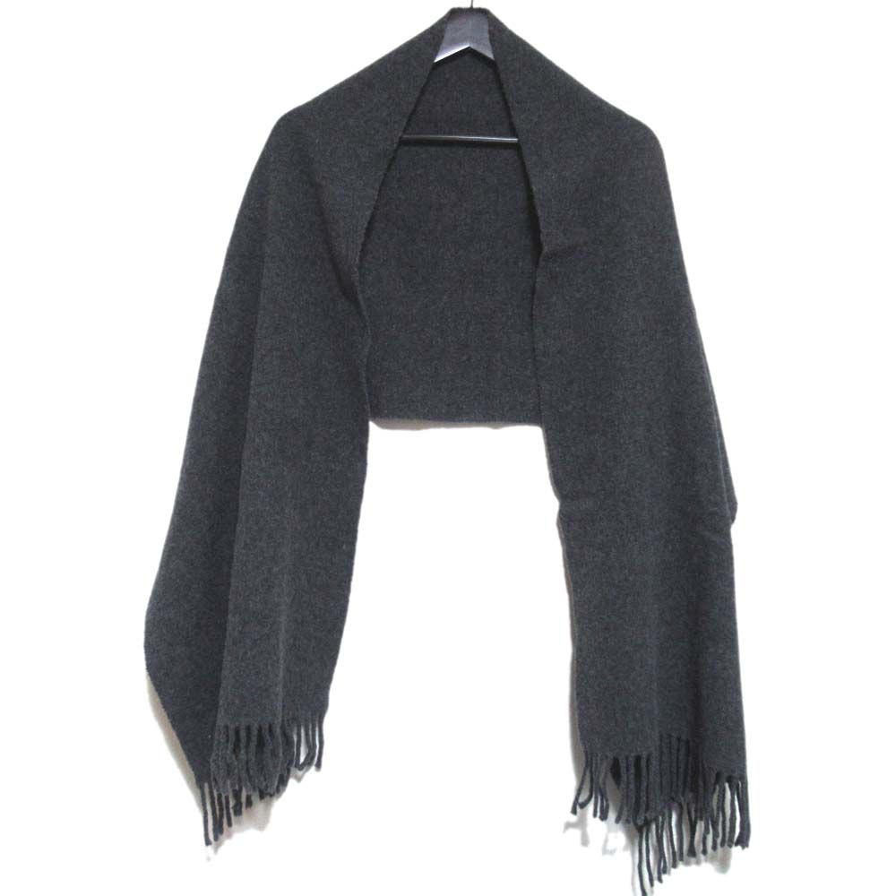 TOTEME トーテム ヴァージンウール フリンジ ストール マフラー チャコールグレー レディース 古着