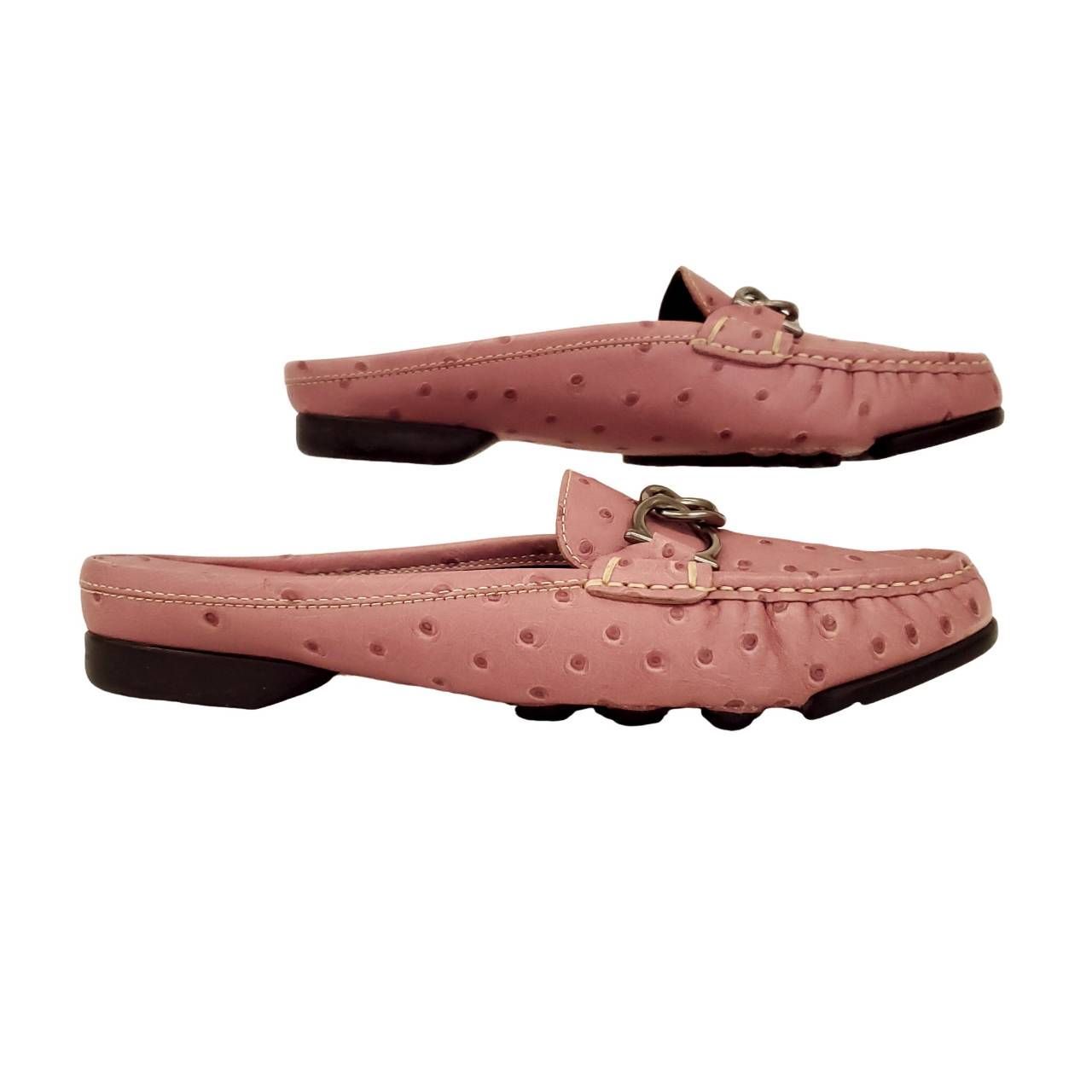 【ほぼ未使用】Salvatore Ferragamo ガンチーニスリッパ ピンク サルヴァトーレフェラガモ ガンチーニ スリッパ オーストリッチ ローズ