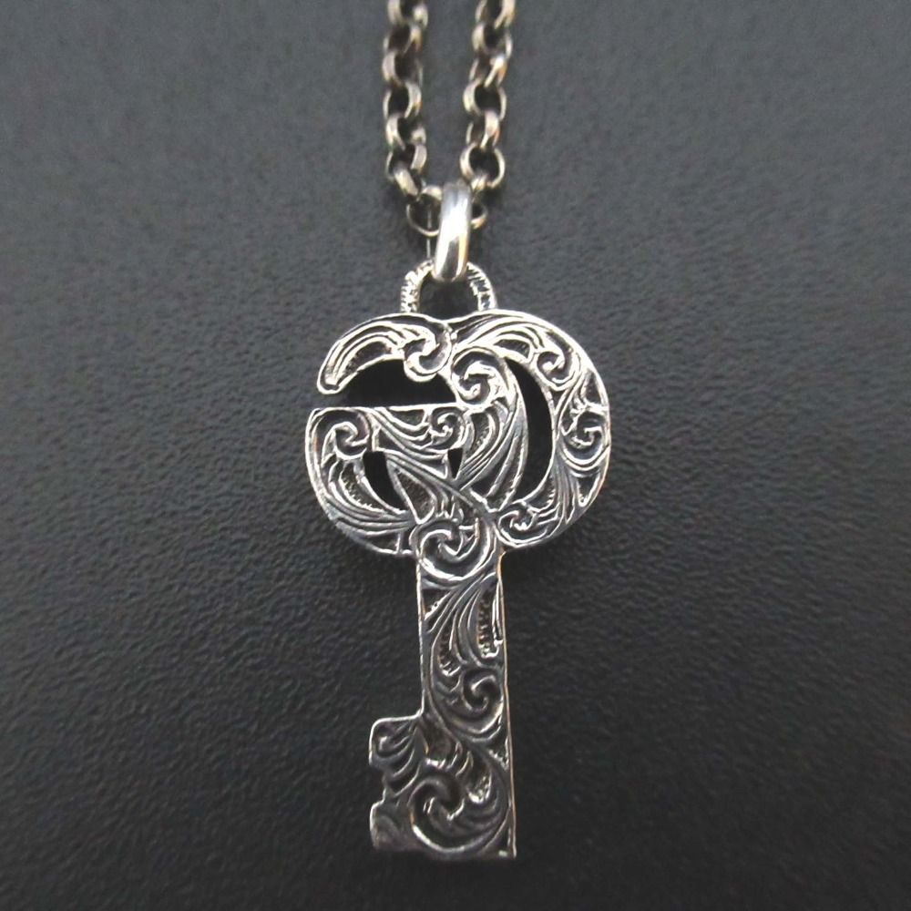 GUCCI グッチ キーモチーフ GG アラベスク ネックレス ペンダント 925 SV シルバー レディース 古着