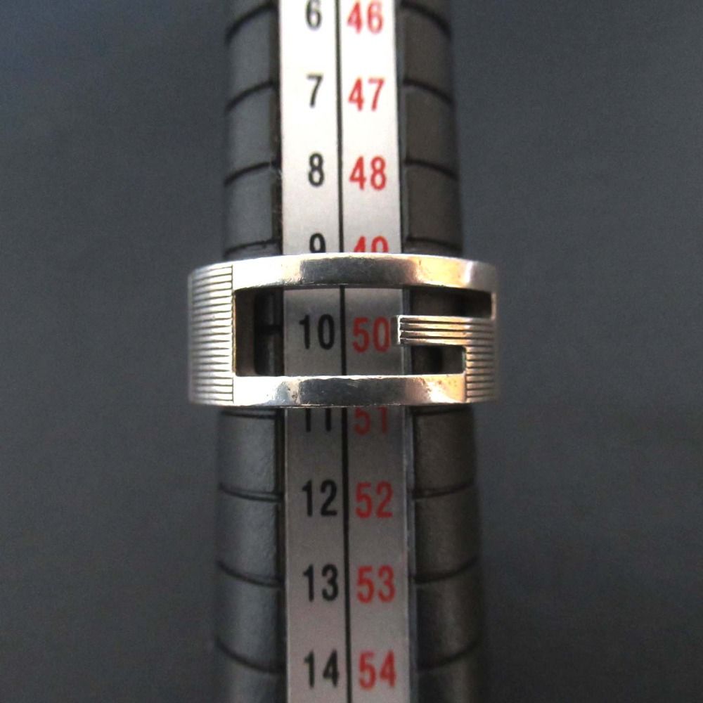 美品 GUCCI グッチ ブランデッドG カットアウト リング 指輪 Ag925 11  