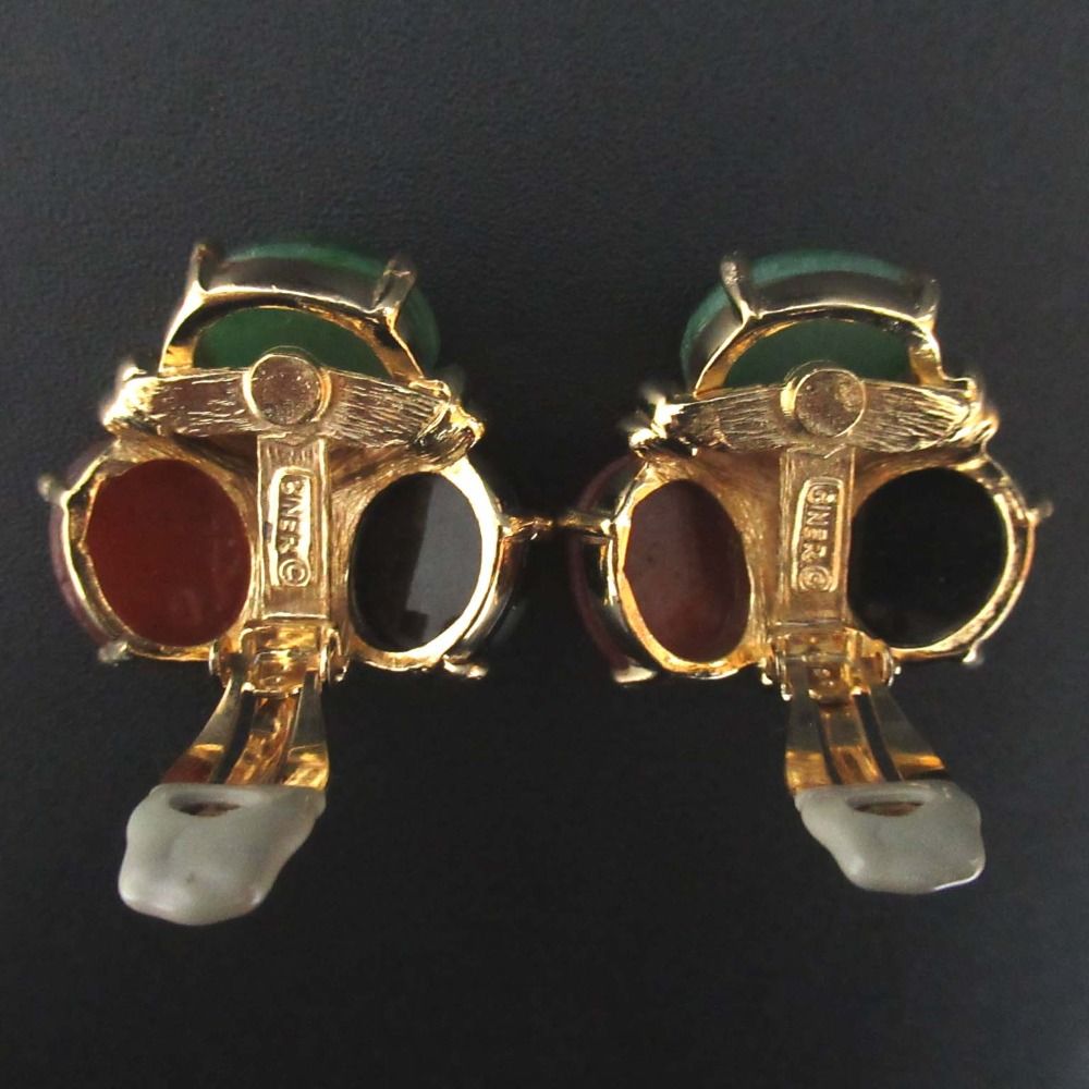  CINER サイナー ヴィンテージ ストーン クリップ イヤリング GP ゴールド レディース 古着 イヤリング アクセサリー