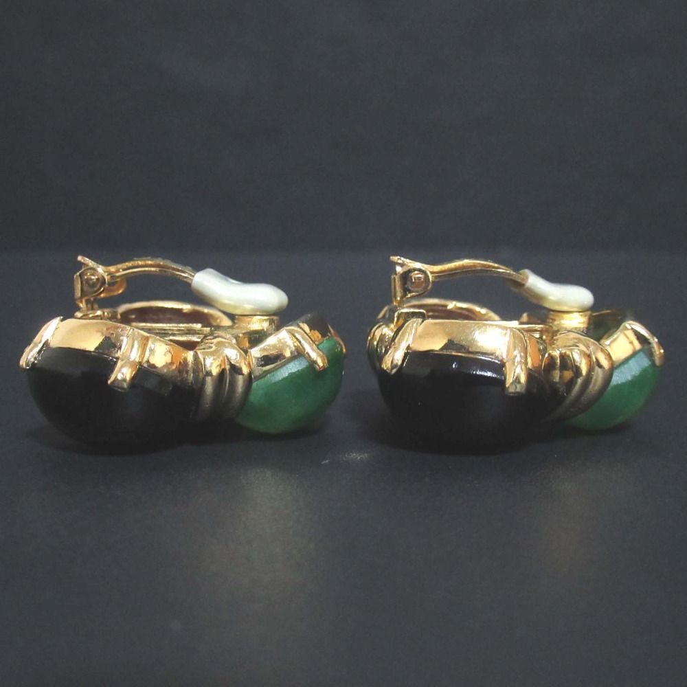 CINER サイナー ヴィンテージ ストーン クリップ イヤリング GP ゴールド レディース 古着