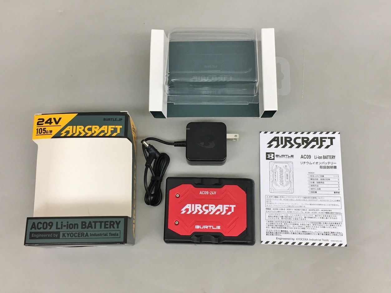 空調服用バッテリー エアークラフト AC 09 バートル BURTLE メタリックレッド 24 V