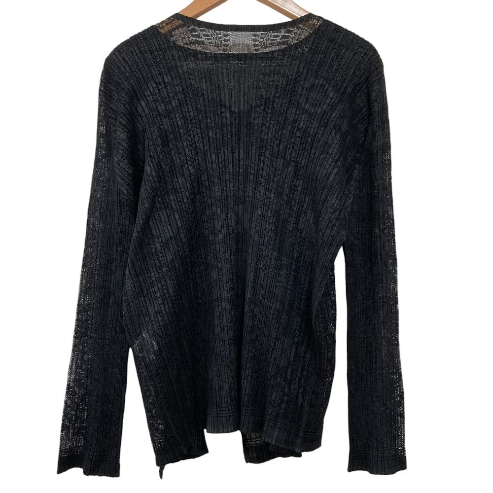 PLEATS PLEASE プリーツプリーズ イッセイミヤケ フラワーレース トップス カーディガン 2点セット サイズ4 ブラック レディース 古着