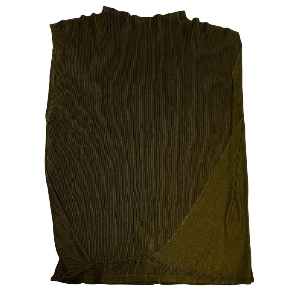  PLEATS PLEASE ISSEY MIYAKE プリーツプリーズ イッセイミヤケ ドローコード ワイドシャツ size 3 カーキ レディース 古着 ノースリーブ シャツ ブラウス
