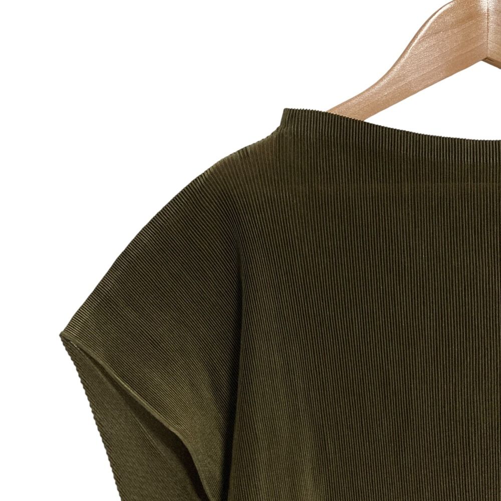 PLEATS PLEASE ISSEY MIYAKE プリーツプリーズ イッセイミヤケ ドローコード ワイドシャツ PP43FK301 size3 カーキ レディース 古着