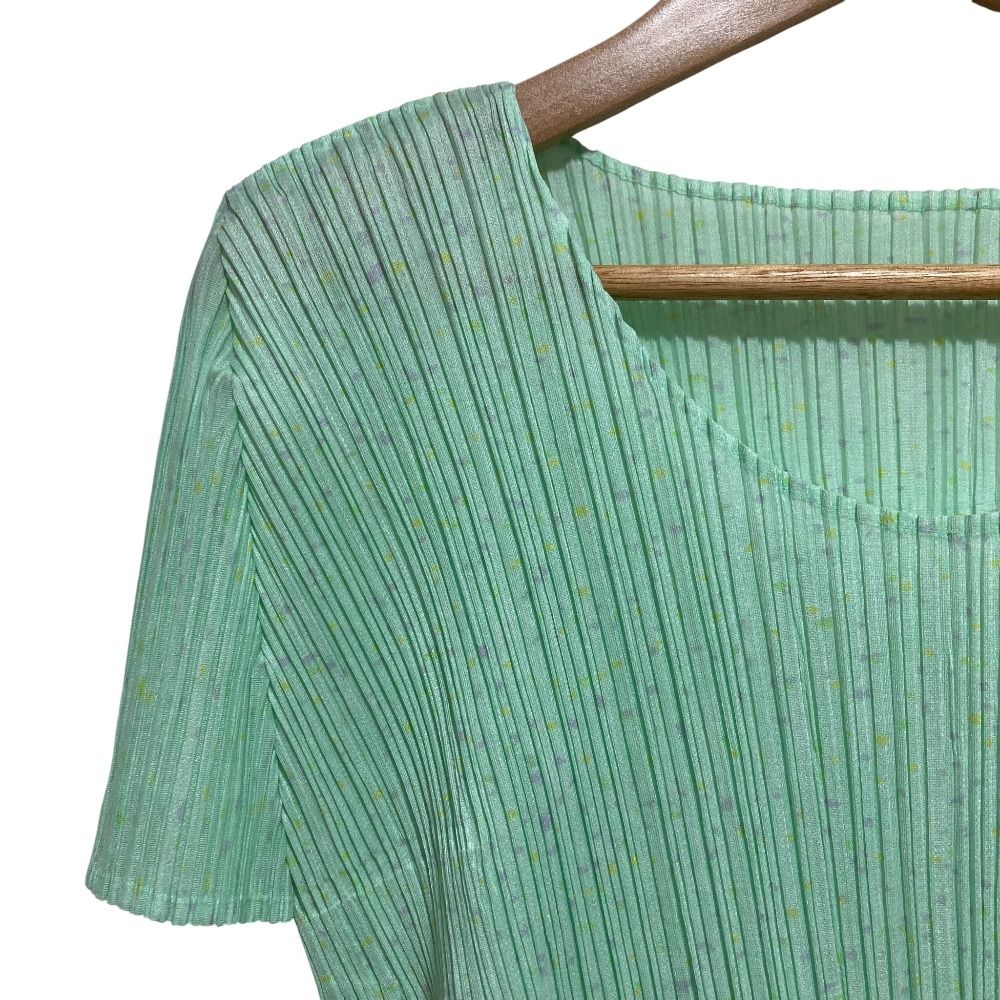PLEATS PLEASE ISSEY MIYAKE プリーツプリーズ イッセイミヤケ ショートスリーブカットソー PP81-JK162 size3 ライトグリーン レディース 古着