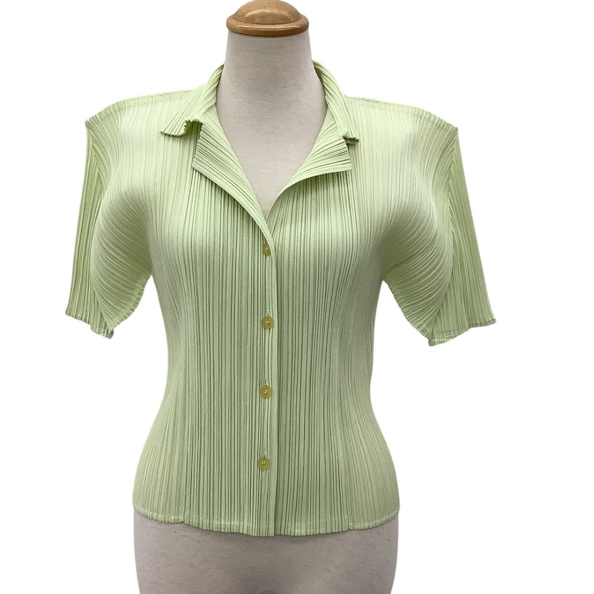 ISSEY MIYAKE イッセイミヤケ PLEATS PLEASE シャツ SIZE 3 PP01-JJ602 黄緑