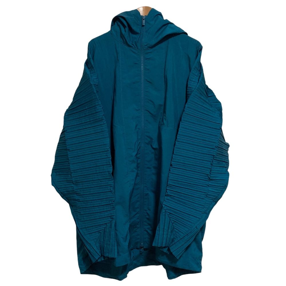 24SS HOMME PLISSE ISSEY MIYAKE オムプリッセ イッセイミヤケ CASCADE JACKET ジップパーカー HP41FC276 サイズ3 ブルー メンズ 古着