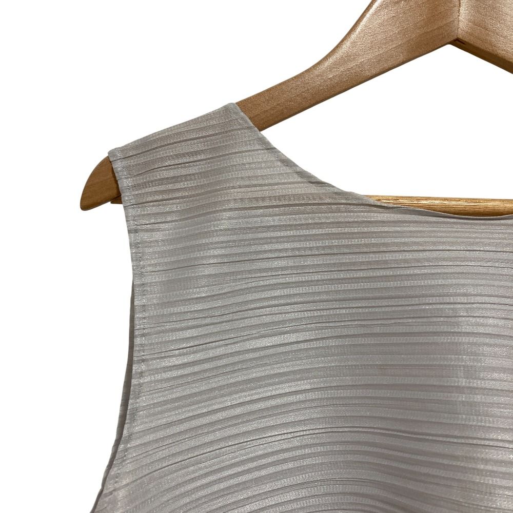 PLEATS PLEASE ISSEY MIYAKE プリーツプリーズ イッセイミヤケ バウンス ノースリーブ ブラウス PP81-JK601 3 ライトグレー レディース 古着