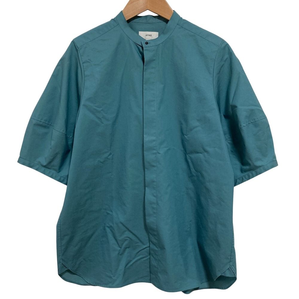 24SS HYKE ハイク BALLOON SLEEVE BLOUSE 五分袖 バンド シャツ ブラウス size2 ブルー レディース 古着