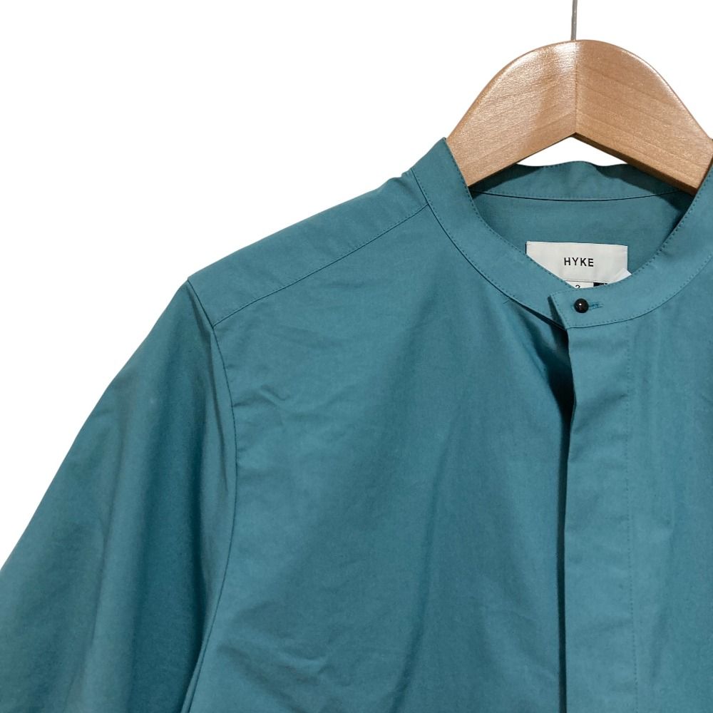 24SS HYKE ハイク BALLOON SLEEVE BLOUSE 五分袖 バンド シャツ ブラウス size2 ブルー レディース 古着