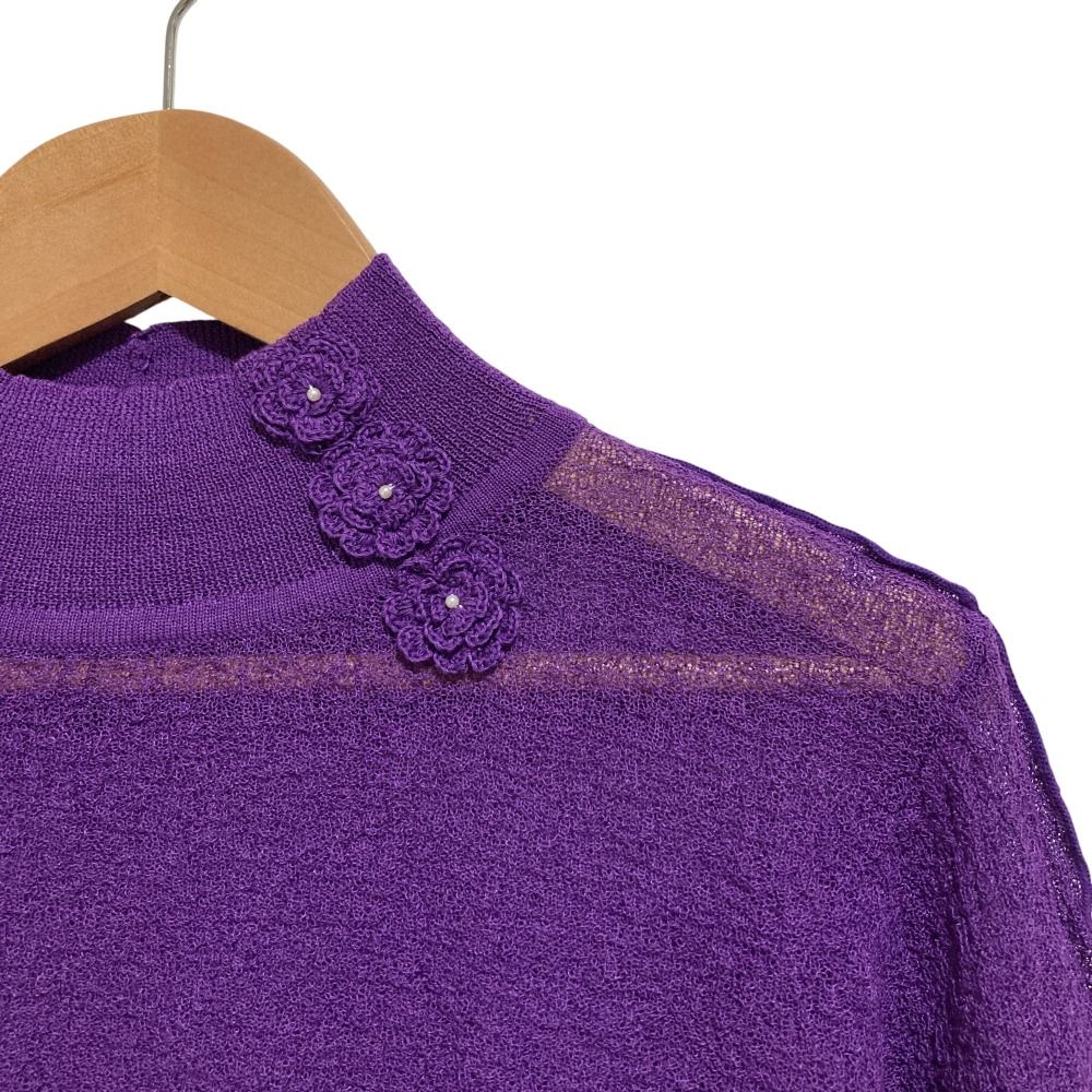 25SS INGEBORG インゲボルグ 細メローアクセント ハイネックニットセーター カットソー サイズ パープル レディース 古着