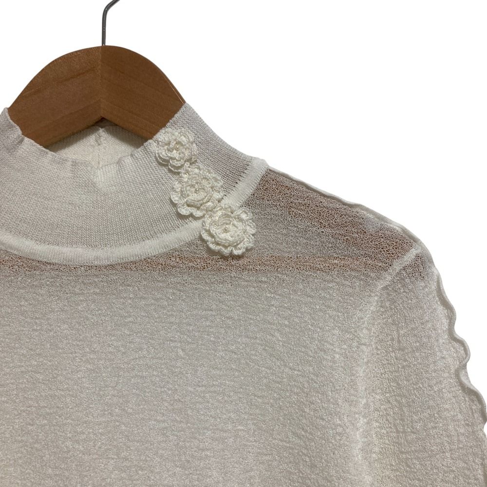 25SS INGEBORG インゲボルグ 細メローアクセント ハイネック ニット セーター カットソー サイズ ホワイト レディース 古着