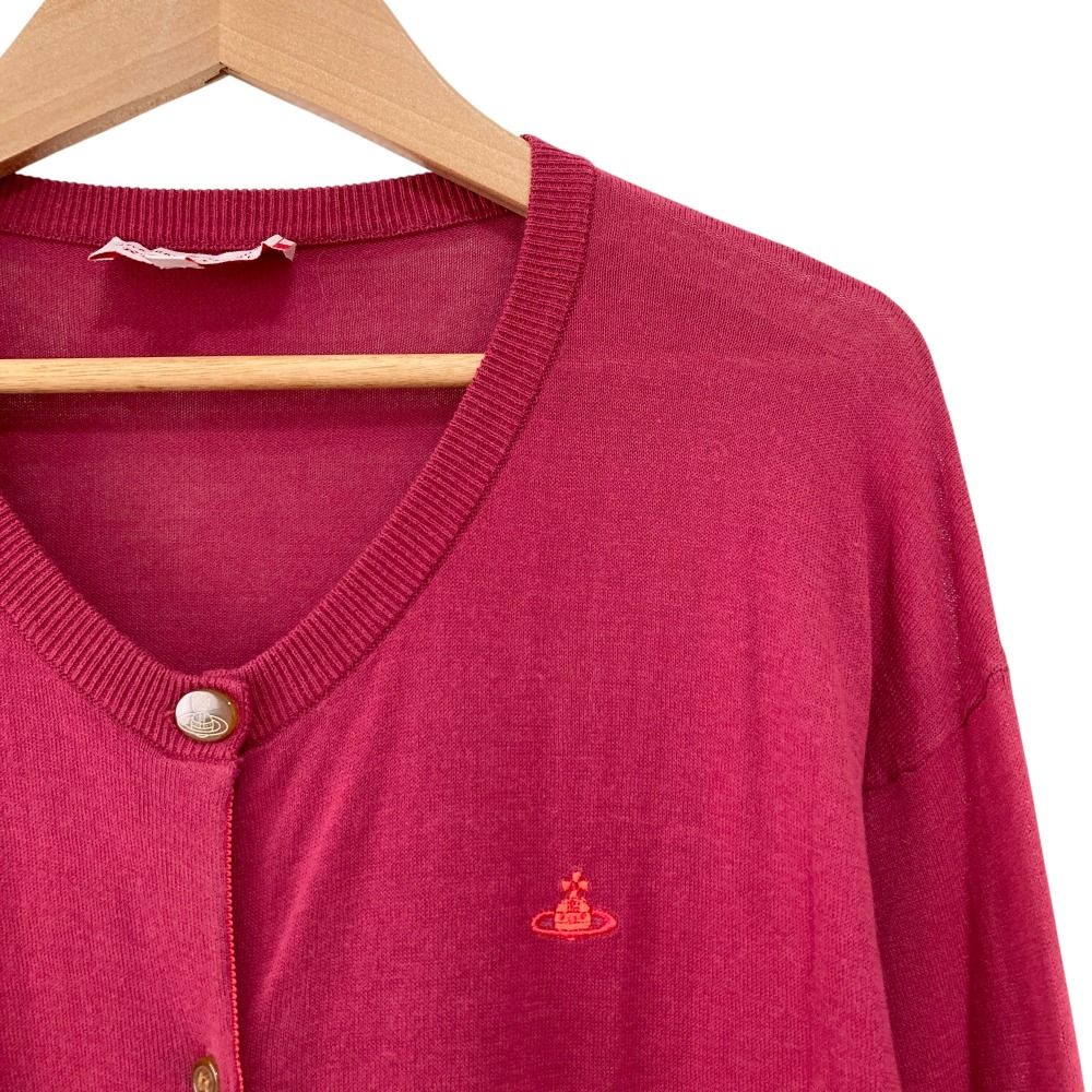 Vivienne Westwood ヴィヴィアンウエストウッド レッドレーベル オーブ刺繍 ロングニットカーディガン サイズ2 ピンク レディース 古着
