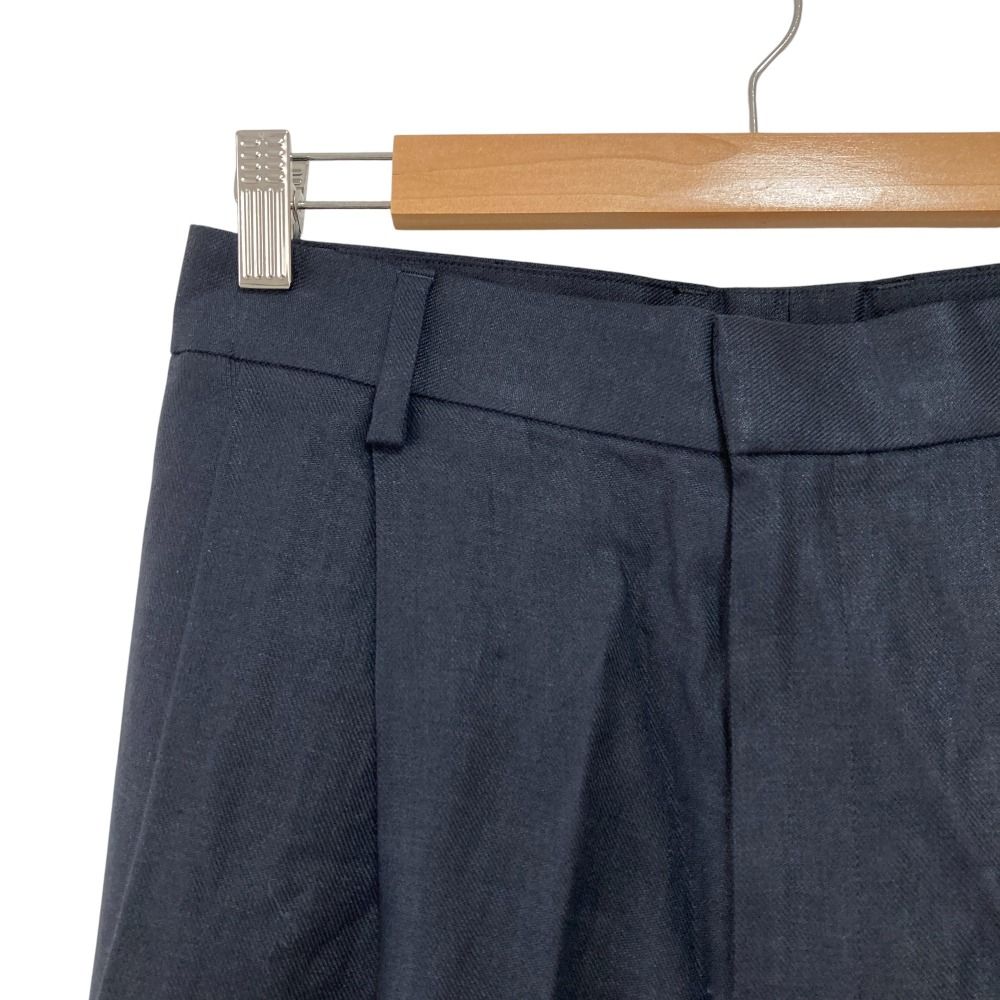 25SS MUSE de deuxieme classe ミューズドゥーズィエムクラス OGLINEN タックパンツ サイズ36 ネイビー レディース 古着