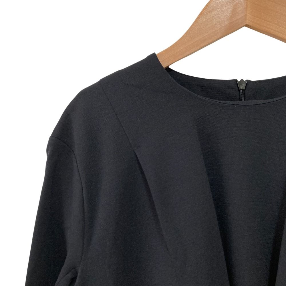JIL SANDER ジルサンダー ストレッチ タック ロングワンピース サイズ34 ブラック レディース 古着