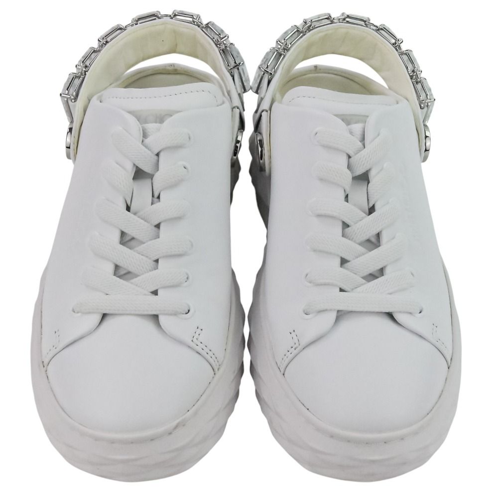 JIMMY CHOO ジミーチュウ ダイヤモンドスリング クリスタルストラップ スリッポン スニーカー サイズ36 約23 cm ホワイト レディース 古着