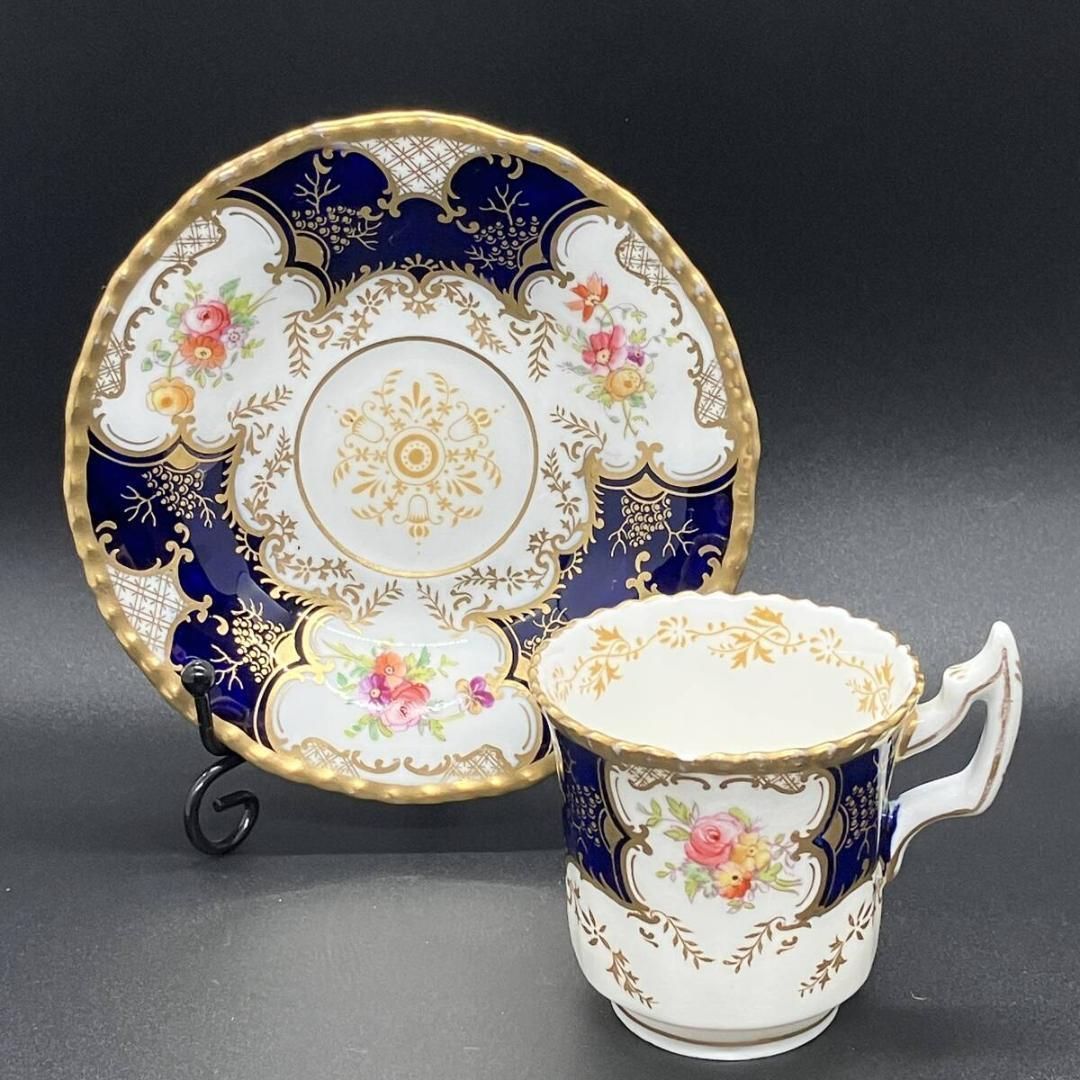 アンティーク コールポート バットウィング カップ - ソーサー ハンドペイント Coalport 英国 イギリス イングランド POP_24B