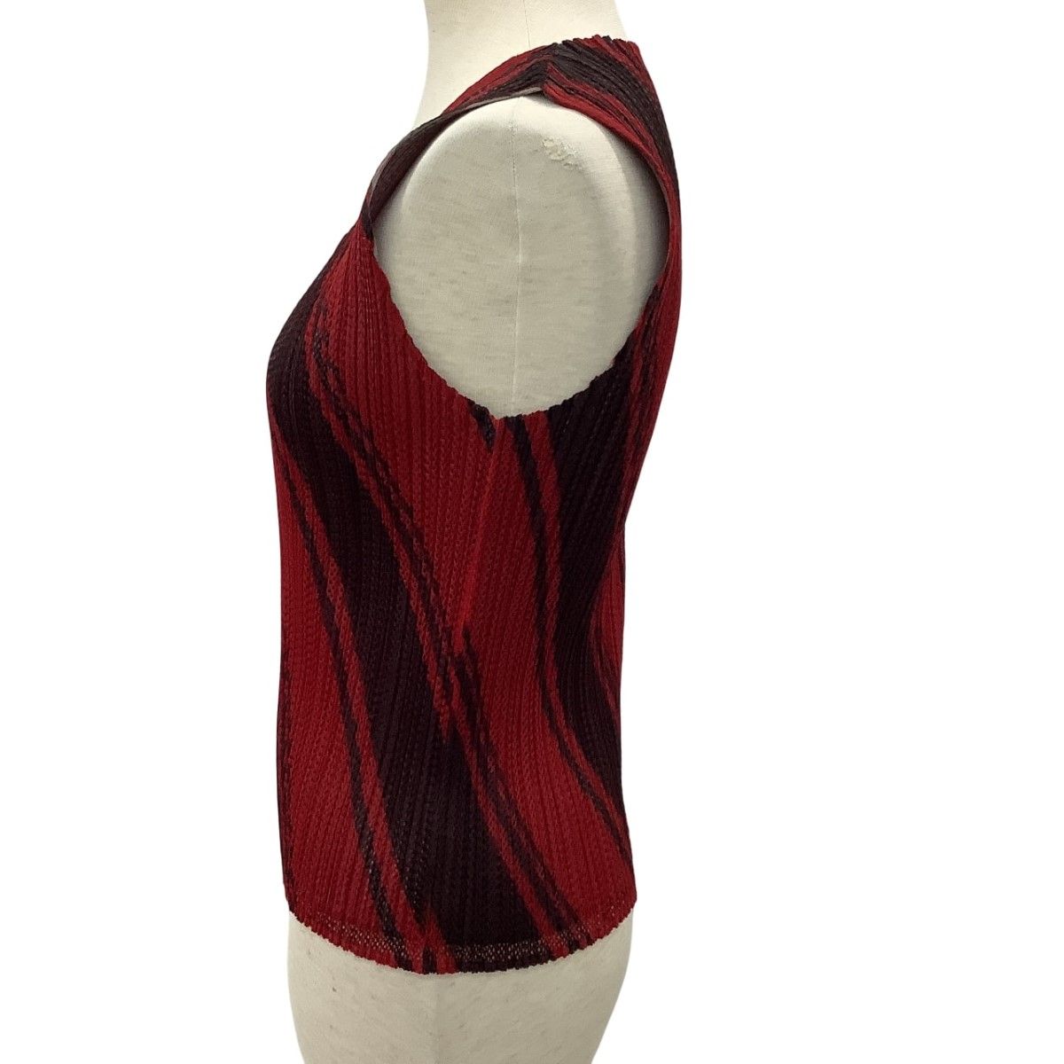 ISSEY MIYAKE イッセイミヤケ PLEATS PLEASE ノースリーブカットソー SIZE 3 PP64--JK321 レッド