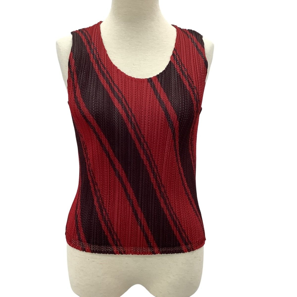 ISSEY MIYAKE イッセイミヤケ PLEATS PLEASE ノースリーブカットソー SIZE 3 PP64--JK321 レッド