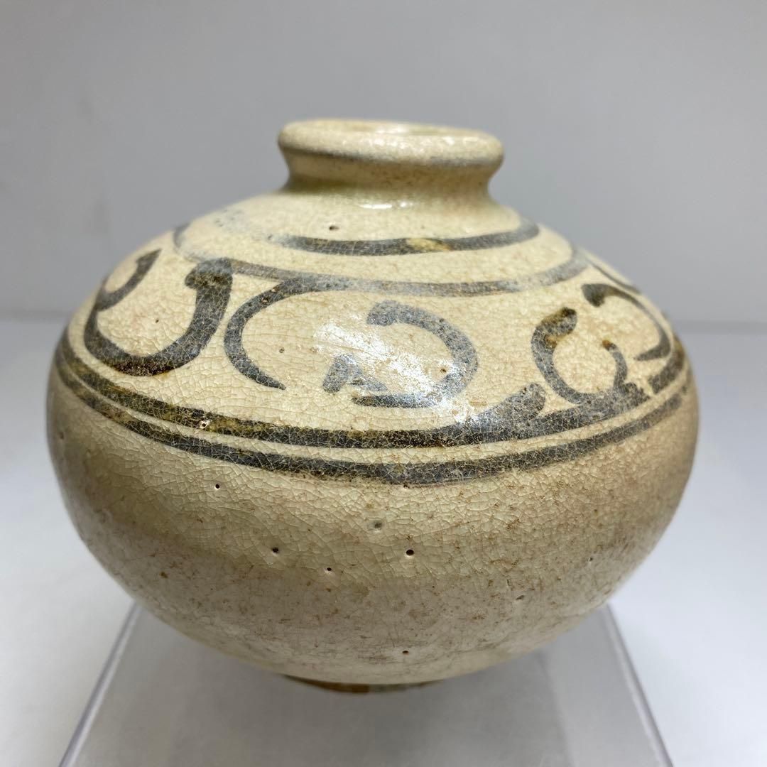 李朝 鉄釉油壺 身幅約11 5㎝ 東Y 7 0214