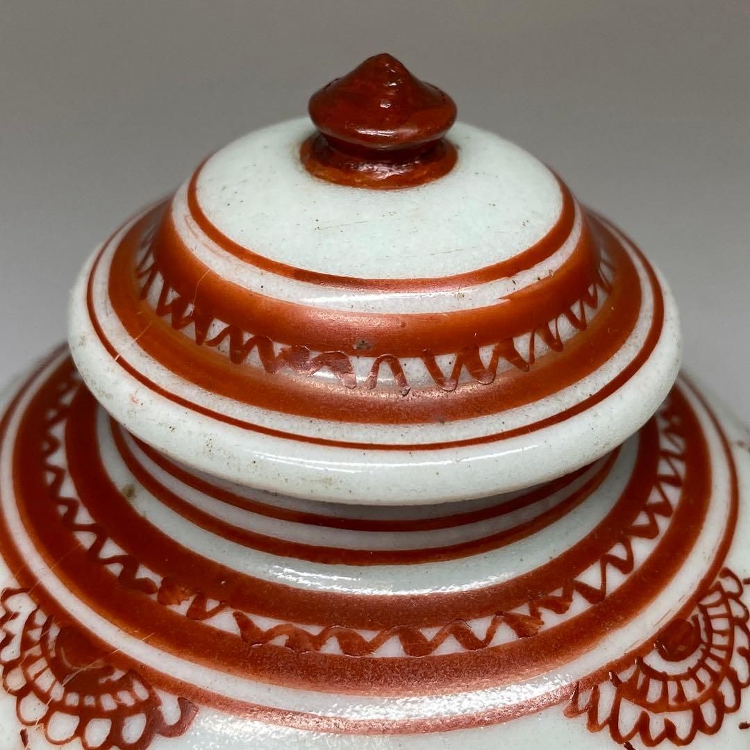 中国美術　南京赤絵蓄付壺　高さ11.5㎝　タトチ　東な7-0215① 中国美術 南京赤絵蓄付壺 高さ11.5㎝ タトチ 東な7-0215① - メルカリ