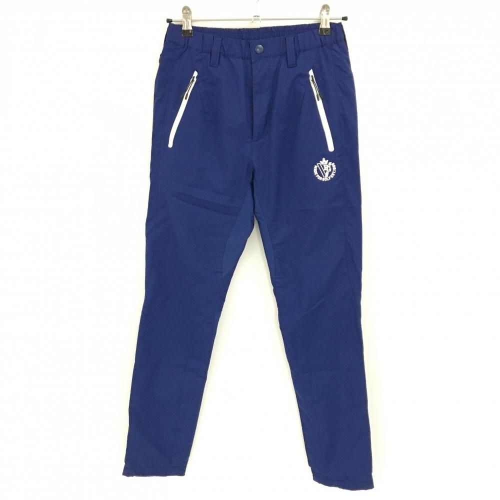 超 パーリーゲイツ パンツ ネイビー×白 蓄熱裏地 ウエストゴム ロゴプリント レディース 00 XS ゴルフウェア PEARLY GATES