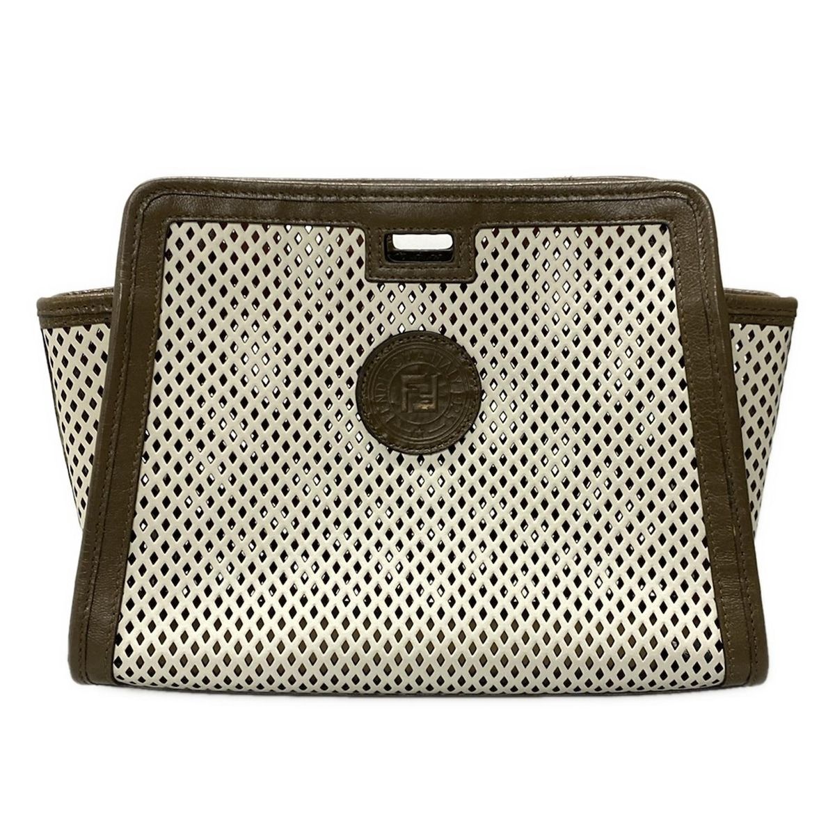 FENDI フェンディ 小物 アイボリー×カーキ ピーカブー用バッグカバー レザー