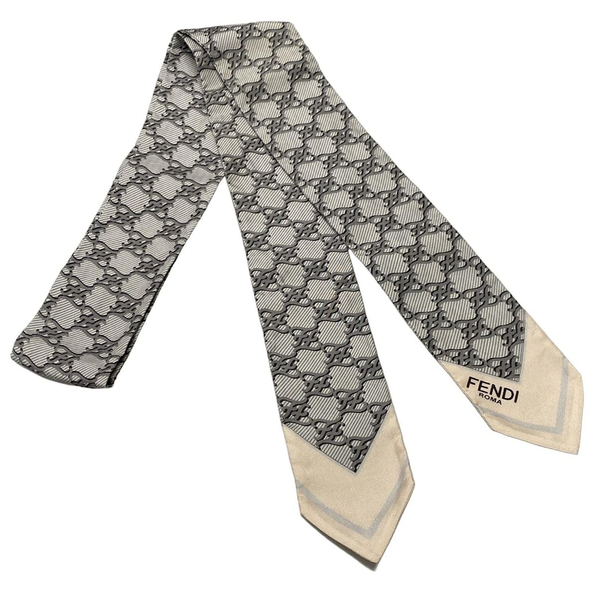 FENDI フェンディ スカーフ ライトグレー×ピンク