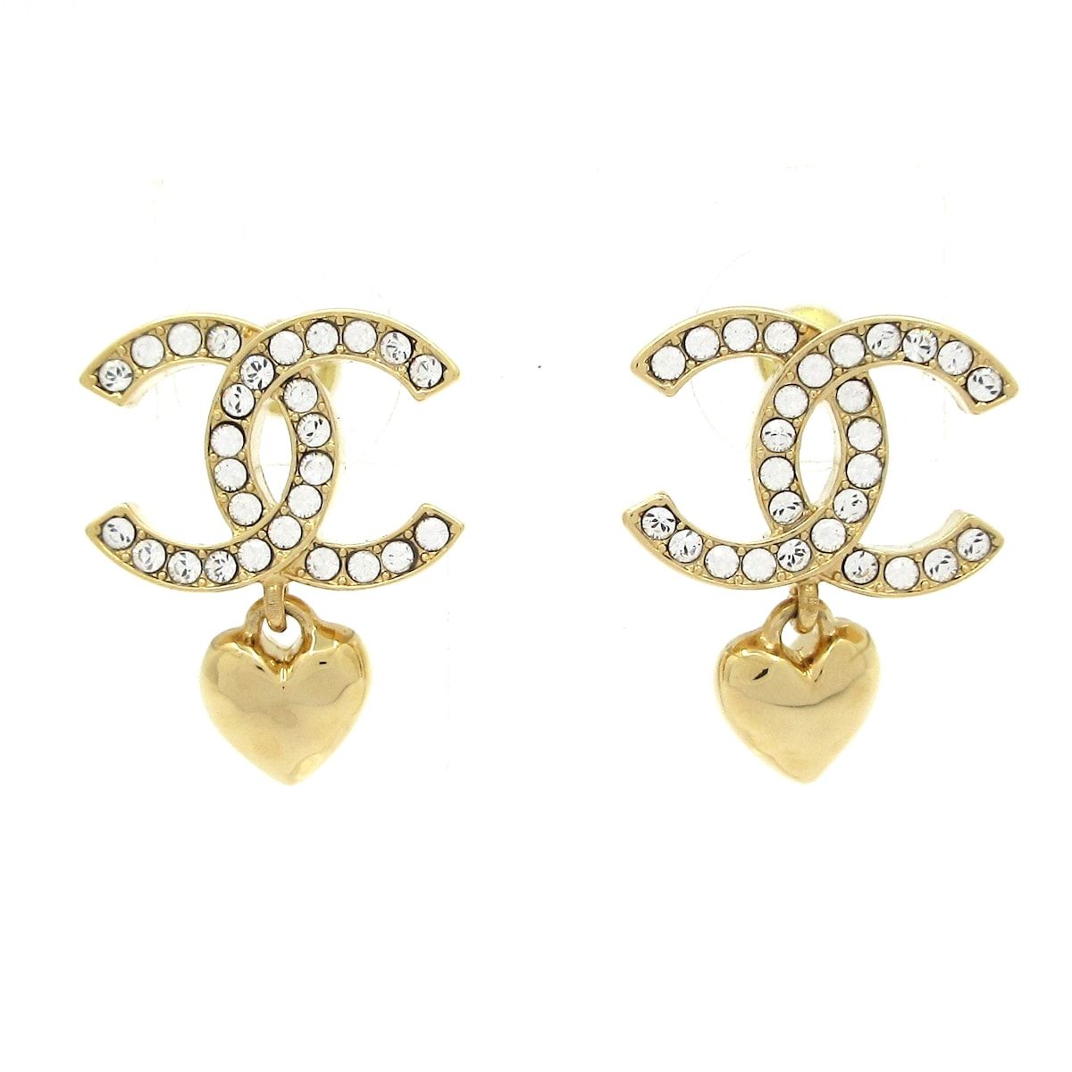 CHANEL シャネル ピアス ココマーク ゴールド×クリア ハート