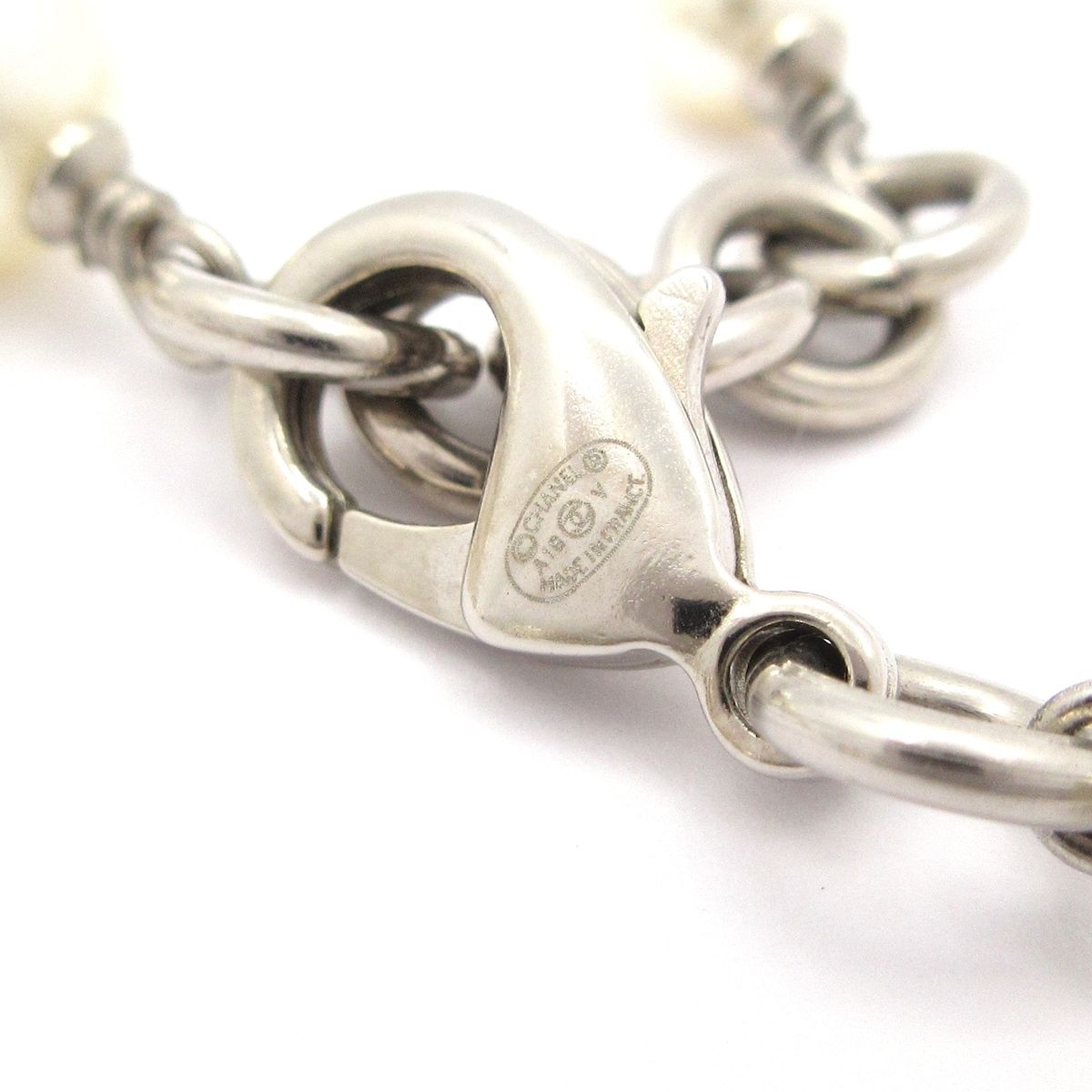 CHANEL(シャネル) ネックレス ココマーク シルバー×白×クリア - メルカリ