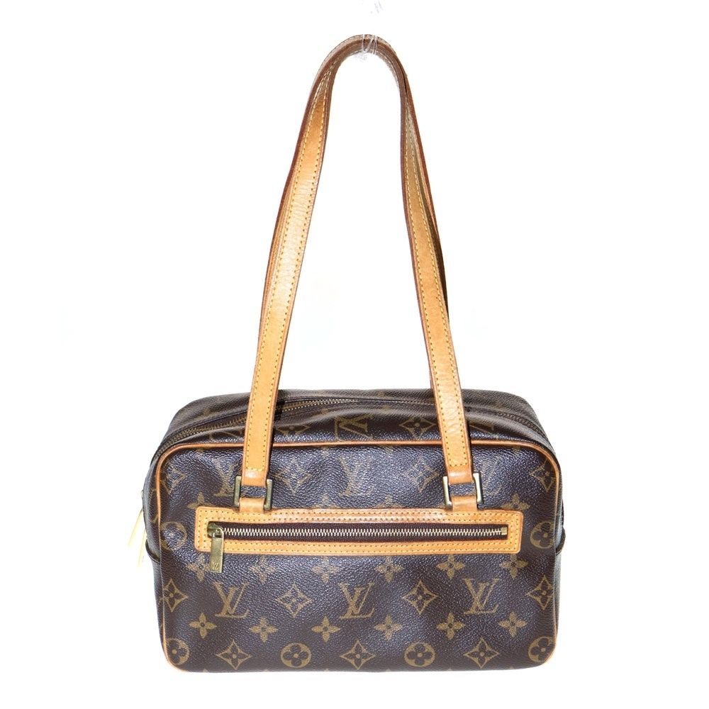 LOUIS VUITTON ルイヴィトン モノグラム シテMM ハンドバッグ ブラウン ゴールド金具 レザー×PVC M51181