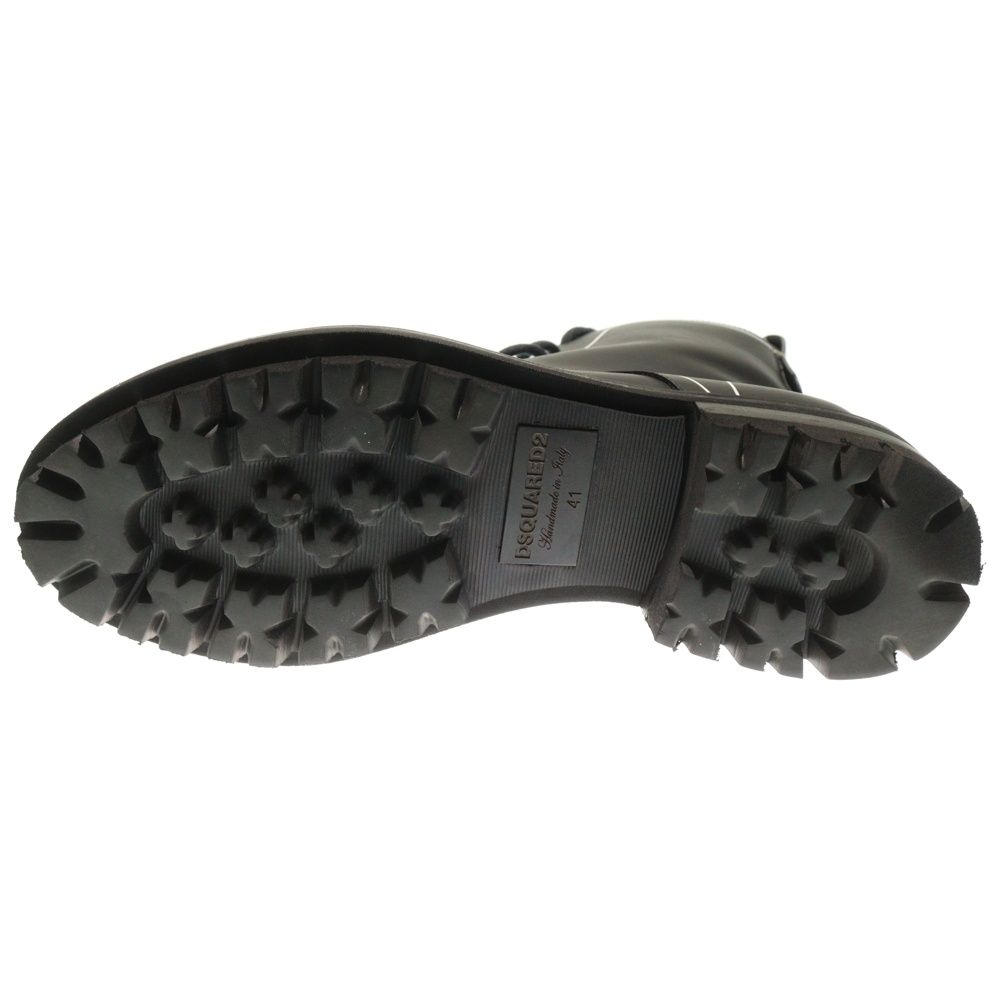  ディースクエアード Flat Lace-UP Ankle Boots フラット レースアップ アンクル レザーブーツ ハイカットシューズ ブラック ブーツ 革靴 靴